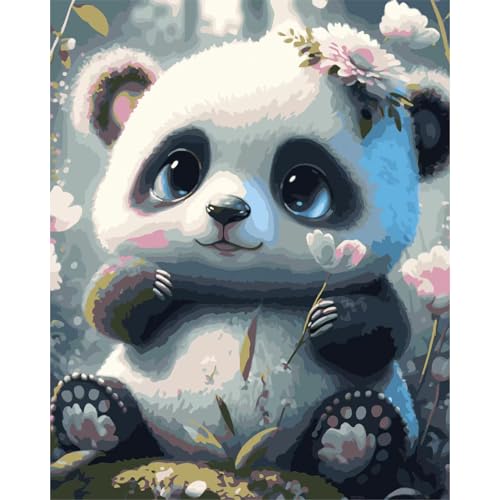SHUIBIAN Malen nach Zahlen Erwachsene Malen Nach Komplettes Stitch-Set Panda Bild ohne Rahmen 40 x 50 cm von SHUIBIAN