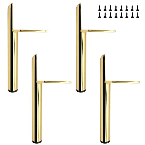 SHUIOG 4 Stück Ersatz Möbelfüße Gold Metall, 6" / 15cm Schwarz Möbelfüsse, DIY Möbel Füße Tischbeine Schrankfüsse für Sofa/Couchtisch/TV-Schrank/Bett und andere Möbel (15cm, Gold) von SHUIOG