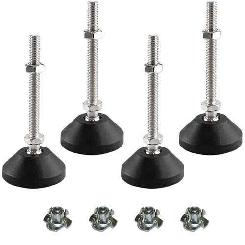 SHUIOG 4 Stück Stellfuß M10 x 80MM Einstellschraube, Möbelfuß Sockelfuß Kann Tragen Verstellbare Füße Stellschraube Stellteller Stellfuß Maximal 20 ° Neigung (4PCS M10 x 80mm x Ø50mm) von SHUIOG