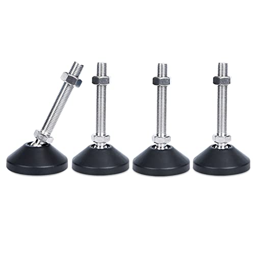 SHUIOG 4 Stück Stellfuß M12 x 80MM Einstellschraube, Möbelfuß Sockelfuß Kann Tragen Verstellbare Füße Stellschraube Stellteller Stellfuß Maximal 20 ° Neigung (4PCS M12 x 80mm x Ø50mm) von SHUIOG