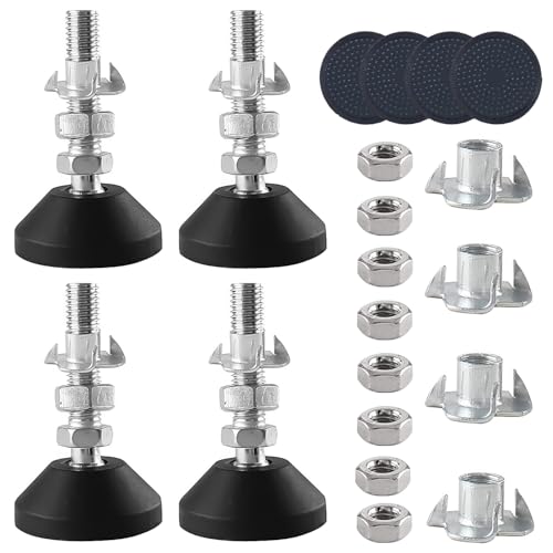 SHUIOG 4 Stück Stellfuß M8 x 40MM Einstellschraube, Möbelfuß Sockelfuß Kann Tragen Verstellbare Füße Stellschraube Stellteller Stellfuß Maximal 20 ° Neigung (4PCS M10 x 30mm x Ø40mm) von SHUIOG