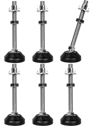 SHUIOG 6 Stück Stellfuß M10 x100MM Einstellschraube, Möbelfuß Sockelfuß Kann Tragen Verstellbare Füße Stellschraube Stellteller Stellfuß Maximal 20 ° Neigung (6PCS M10 x 100mm x Ø40mm) von SHUIOG