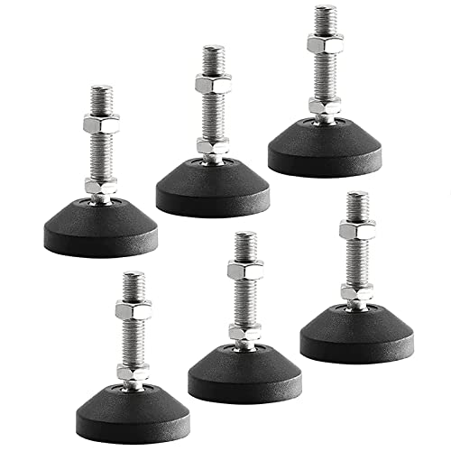 SHUIOG 6 Stück Stellfuß M12 x 50MM Einstellschraube, Möbelfuß Sockelfuß Kann Tragen Verstellbare Füße Stellschraube Stellteller Stellfuß Maximal 20 ° Neigung (6PCS M12 x 50mm x Ø40mm) von SHUIOG