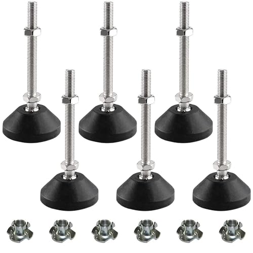 SHUIOG 6 Stück Stellfuß M8 x 80MM Einstellschraube, Möbelfuß Sockelfuß Kann Tragen Verstellbare Füße Stellschraube Stellteller Stellfuß Maximal 20 ° Neigung (6PCS M8 x 80mm) von SHUIOG