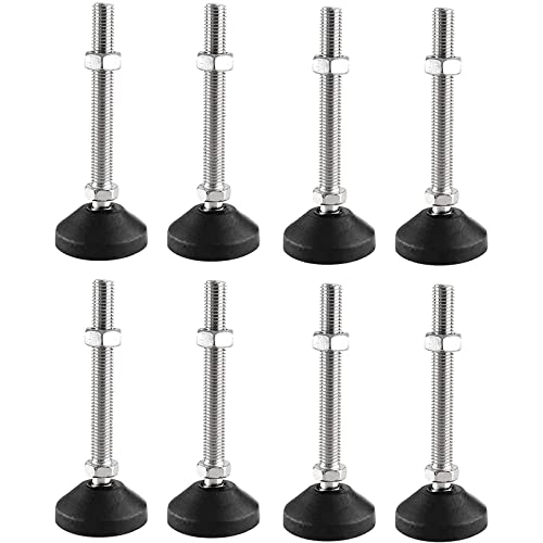 SHUIOG 8 Stück Stellfuß M12 x 100MM Einstellschraube, Möbelfuß Sockelfuß Kann Tragen Verstellbare Füße Stellschraube Stellteller Stellfuß Maximal 20 ° Neigung (8PCS M12 x 100mm x Ø50mm) von SHUIOG
