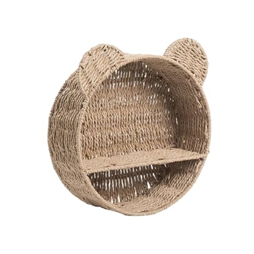 SHUIXIAYUE Bear Woven Hanging Basket Wall Shelf Rattan Floating Storage Rack von SHUIXIAYUE