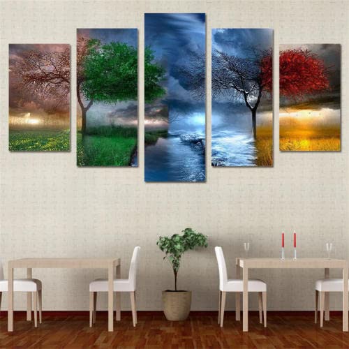 DIY 5D Diamant Painting Bilder Kit für Erwachsene Kinder Full Diamond Painting Groß Stickerei Kreuzstich Strass Diamant Malerei Kunst Handwerk für Hauptwanddekor(Vier Jahreszeiten Baum),Size5 von SHUIYAZI