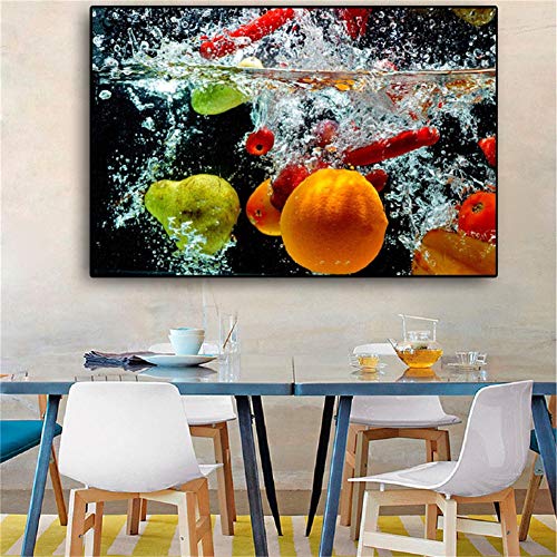 DIY 5D Diamond Painting Bilder Set Full Groß Diamant Painting Vollbohrer Kit Erwachsene Kinder Strass Stickerei Kreuzstich Arts Craft Malerei zubehör für Home Wand Decor(Obst im Wasser),40x80cm von SHUIYAZI