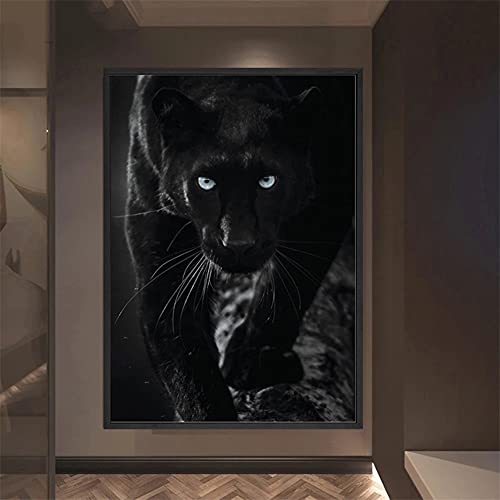 DIY 5D Diamond Painting Bilder Set für Erwachsene Kinder Panther Diamant Malerei Vollbohrer Kits Kristall Strass Stickerei Kreuzstich Diamant Arts Craft für Home Wall Décor-Round drill,50x70cm von SHUIYAZI