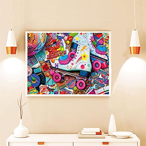 Diamond Painting Kinder Erwachsene, Diamond Painting Bilder Groß 5D Rollschuhe Diamant Painting DIY Diamond Painting Vollbohrer Diamant Malerei Stickerei Kits für Home Wand Décor-Square drill, 40x50cm von SHUIYAZI