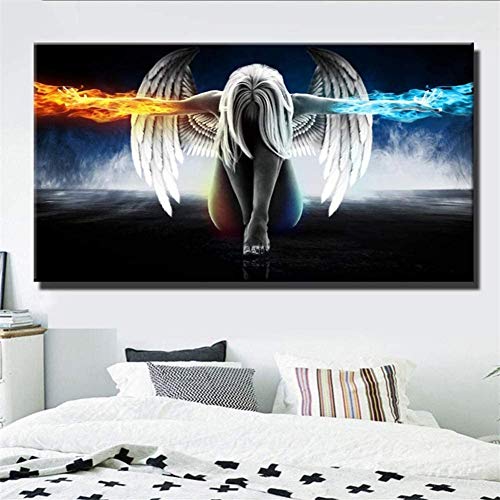 Diamond Painting Kinder Erwachsene, Diamond Painting Bilder Groß 5D Wasser und Feuer Engel Diamant Painting DIY Diamond Art VollbohrerDiamant Malerei Stickerei Kits für Home Wand Décor,80x220cm von SHUIYAZI