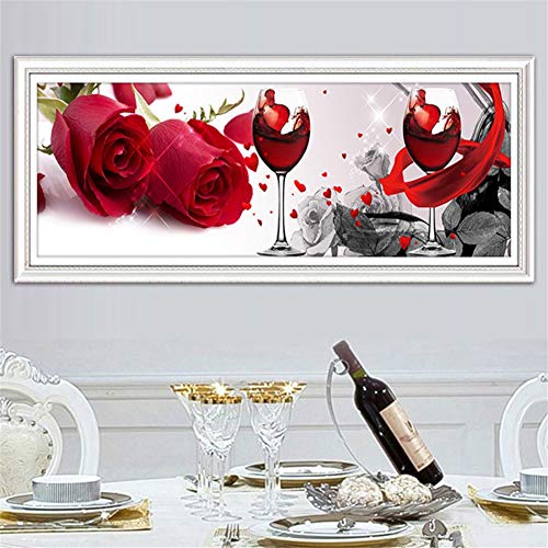 Diamond Painting kinder, 5D Diamant Painting Bilder DIY Diamant Malerei Set Erwachsene, Daiments Painting Full Strass Stickerei Kitfür Wand Heimdekoration Blumen Rotwein-Square drill,40x120cm von SHUIYAZI