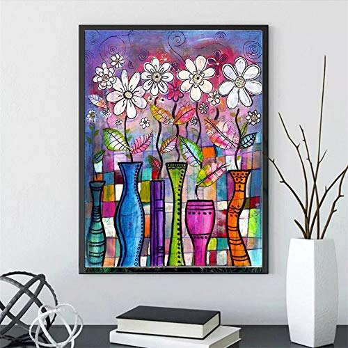 Diamond Painting kinder, 5D Diamant Painting Bilder DIY Diamant Malerei Set Erwachsene, Daiments Painting Kreuzstich Full Stickerei Strass für Wand Heimdekoration Abstrakte Vase-Round drill, 50x70cm von SHUIYAZI