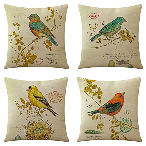 Kissenbezug 40x40, Waterproof Cushion Covers 4er Set Bunter Vogel Kissenhülle Dekokissen Outdoor Zierkissen Kissenbezüge Dekoration kissen Sofakissen für Schlafzimmer, Sofa, Stuhl, Bett, Garten von SHUIYAZI