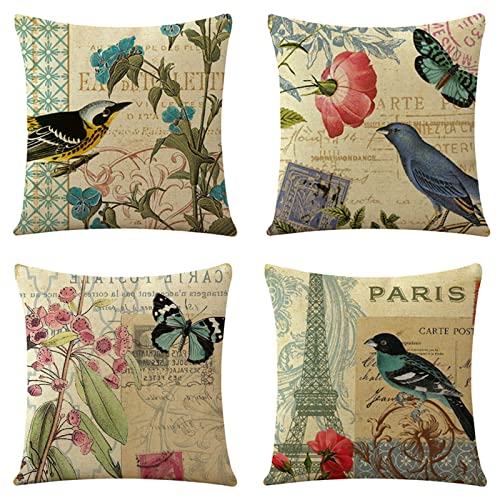 SHUIYAZI Waterproof Cushion Covers 40 x 40 cm Pack of 4 Outdoor Kissenbezug Vogel Dekorative Kissenbezüge Dekokissen Wurfkissenbezug Quadratische Sofa Kissenhülle for Room Balcony Patio Garden von SHUIYAZI