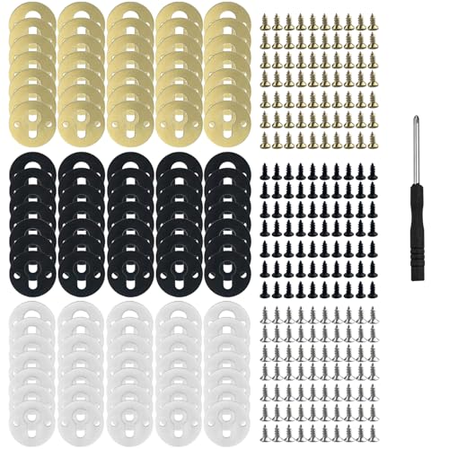 105 StüCk Rund SchrankaufhäNger SchlüSselloch Vintage Metall Doppelloch Runde SchlüSselloch AufhäNger Mit 210 Schrauben Und Einem Schraubendreher Zum AufhäNgen Von Bilderrahmen(Silber, Gold, Schwarz) von SHUIYUE