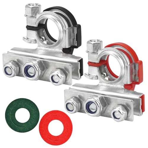 SHUIYUE 2 Stück Batterieklemmen 3-fach Steckverbinder, Batterie Polklemmen Terminal Clamp Klemmen 12V PKW Batterieklemme Positiv Negativ für Auto Van Wohnwagen Boot von SHUIYUE