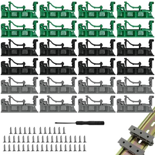24 StüCk(12 SäTze) Hutschienen Adapter Set, Reihenklemmen Hutschiene, Pcb Din C45 Schiene Leiterplatte Montage Halter, Leiterplatten Montagehalterung Halter Clip(48 Schrauben,2 Schraubendreher) von SHUIYUE