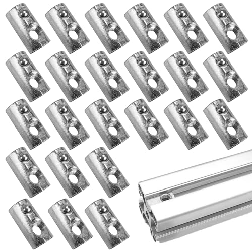 24 Stück Nutensteine mit Zentrierung Kugel Nut, T Nutsteine Schrauben Set, Kohlenstoffstahl Gleitmutter mit Federkugel für Alu C Profil 3D Drucker CNC, Europanorm 30-Serie M6 Aluprofil 30x30 von SHUIYUE