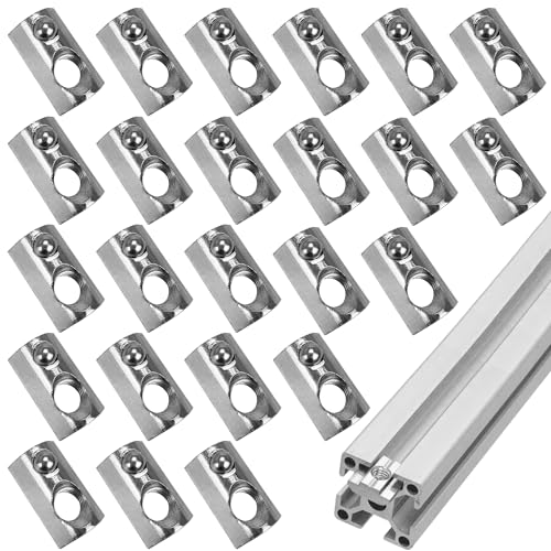 24 Stück Nutensteine mit Zentrierung Kugel Nut, T Nutsteine Schrauben Set, Kohlenstoffstahl Gleitmutter mit Federkugel für Alu C Profil 3D Drucker CNC, Europanorm 40-Serie M8 Aluprofil 40x40 von SHUIYUE