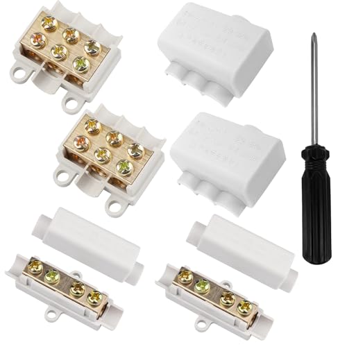 4 Stück Messing Leiter Leiterstoßdrahtklemme Klemmen, ABS-Gehäuse, Stoßdraht-Klemmblock, 1000 V, 100 A/80 A,Geeignet für 2,5 Bis 16 mm² Draht für Deckenleuchten, Schalter Amperemeterve von SHUIYUE