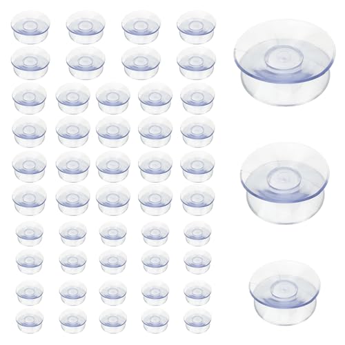 48 Stück Saugnapf Doppelseitig Double Sided Suction Cup Saugknöpfe Klein Transparent Saugnäpfe für Glasplatte Tischglasplatte Glassaugnapf Kunststoffsauger für Glatte Oberflächen(Dia:20/30/35mm) von SHUIYUE