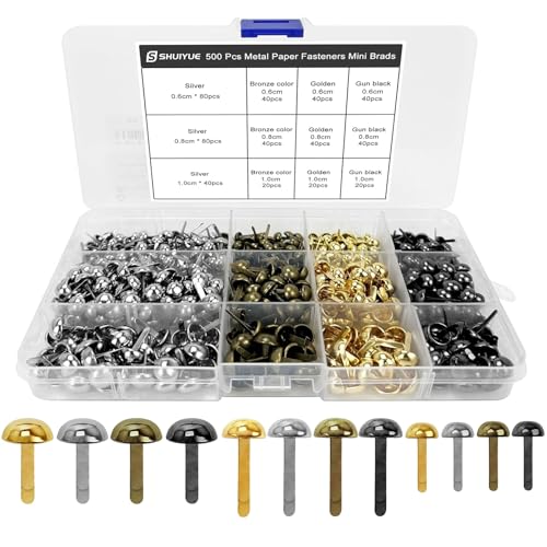500 Stück Musterbeutelklammern Musterklammern Rundkopfklammern Mini Brads Postklammern Mini Brads Musterbeutelklammern Musterbeutelklammer Rundkopfklammern Für Schule Büro Papier von SHUIYUE