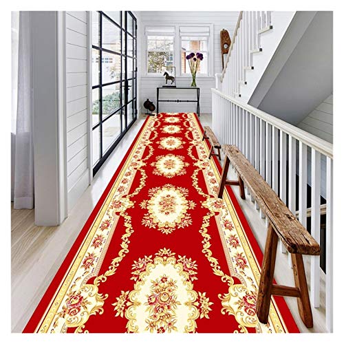 Läuferteppiche, Korridor-Teppich, rutschfester Teppich, modern, große Qualität, kann geschnitten werden, rutschfest, Flur, Boden, langer Läufer, Teppich, anpassbar (Farbe: Rot, Größe: 1,1 x 1 m) von SHUKUILIUDT