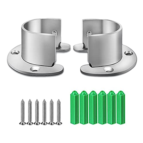 SHULLIN 1 Paar 32mm Edelstahl Rundrohr-Halterung Kleiderschrank Kleiderstange Spurstangenkopf Garderobenhalterung U-Form Stangen Flansch Set rohrhalter U-förmige Flansch Holder mit Schrauben von SHULLIN