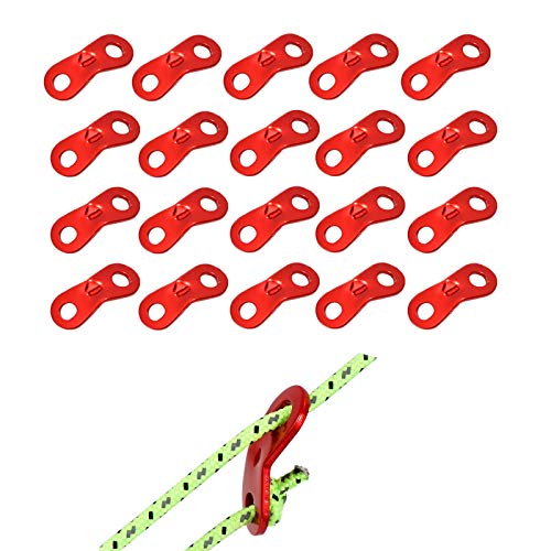 SHULLIN 20 Stücke Aluminiumlegierung Zeltleinenspanner Zelt Cord Adjuster Leichtgewicht Camping Seil Teller Seilspanner Zeltzubehör für Zelt Outdoor Wandern Camping Picknick Aktivitäten im Freien（Rot） von SHULLIN