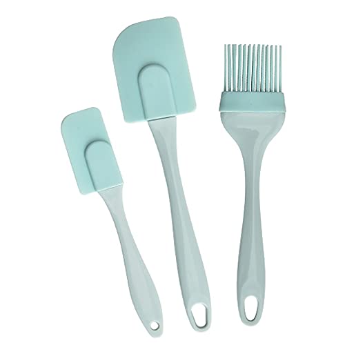 SHULLIN 3 Stück Spachtel Silikon Spatel Teigschaber Hitzebeständig Spatulas Teigschaber Set mit Kunststoffgriff Nicht Stick, BPA Frei Spülmaschinenfest zum Kochen, Backen, Kuchendekorieren usw(Blau) von SHULLIN