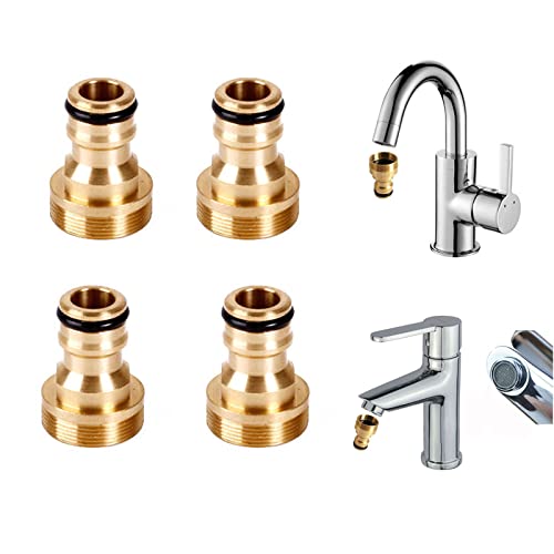 SHULLIN 4PCS Messing Wasserhahnverbinder Schlauchanschluss Wasserhahn Universal Wasserhahnanschluss Schlauchadapter Wasserhahn Adapter für Garten Küche Innengewinde 22mm Außengewinde 24mm von SHULLIN