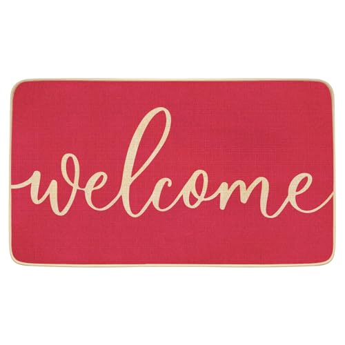 SHUNLCD Fußmatte mit Aufschrift "Welcome Spring", Sommer-Heimdekoration, für Innen- und Außenbereich, rutschfeste Bodenmatte für Eingang, Außeneingang, Terrasse, 43,2 x 76,2 cm, Rosa SHUNLCD Fußmatte mit Aufschrift "Welcome Spring", Sommer-Heimdekoration, für Innen- und Außenbereich, rutschfeste Bodenmatte für Eingang, Außeneingang, Terrasse, 43,2 x 76,2 cm, Rosa von SHUNLCD
