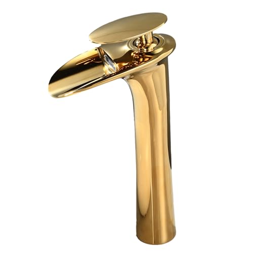 Gold Badezimmer Gefäß Wasserhahn SHUNLI Wasserfall Badezimmer Gefäß Waschbecken Wasserhahn Einloch Hoch Badezimmer Wasserhahn Massives Messing Gold Badezimmer Gefäß Wasserhahn SHUNLI Wasserfall Badezimmer Gefäß Waschbecken Wasserhahn Einloch Hoch Badezimmer Wasserhahn Massives Messing von SHUNLI