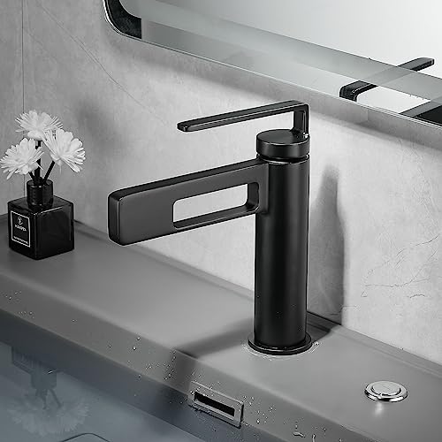 Schwarz Badarmatur Waschtischarmatur, Moderne Kreative Design, Bad Wasserhahn Mischbatterie Waschbeckenarmatur Bad Armatur für Badezimmer SHUNLI von SHUNLI