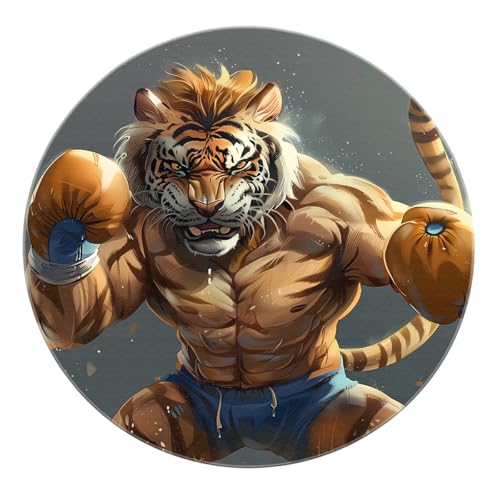 Boxing Tiger Round Area Teppich 120cm - Sportlicher Stil Waschbar Rutschfester weicher Kreis Teppich Wohnzimmer Schlafzimmer Esszimmer Nachttisch Türmatte Boxing Tiger Round Area Teppich 120cm - Sportlicher Stil Waschbar Rutschfester weicher Kreis Teppich Wohnzimmer Schlafzimmer Esszimmer Nachttisch Türmatte von SHUODAOCO
