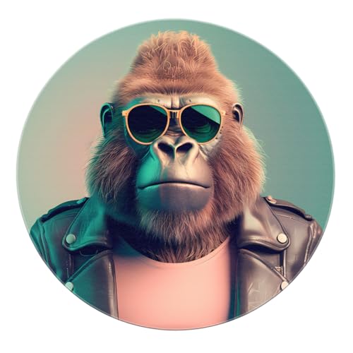 Cartoon Gorilla Round Area Teppiche 90cm - Stilvolle Faltbare rutschfeste weiche Kreis-Türmatte für Wohnzimmer Schlafzimmer Konferenzraum Gästezimmer von SHUODAOCO