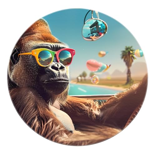 Gorilla Driving Round Area Teppich 100cm - Haustür Teppiche Indoor waschbar rutschfest weich für Wohnzimmer Bauernhaus Küche Boden Unter Tisch Gorilla Driving Round Area Teppich 100cm - Haustür Teppiche Indoor waschbar rutschfest weich für Wohnzimmer Bauernhaus Küche Boden Unter Tisch von SHUODAOCO