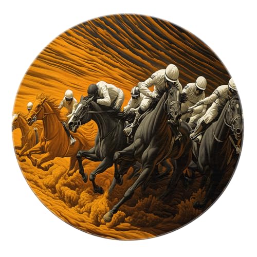 Modernes Design Soft Bedroom Circle Teppiche 100cm - aufregende Pferderennszene Print Runder Teppich rutschfest für Foyer Eingangsbereich Klassenzimmer Modernes Design Soft Bedroom Circle Teppiche 100cm - aufregende Pferderennszene Print Runder Teppich rutschfest für Foyer Eingangsbereich Klassenzimmer von SHUODAOCO