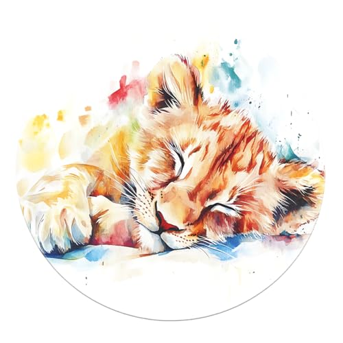 SHUODAOCO Aquarell Löwe Runde Bereich Teppiche 100cm - Niedliche schlafende Jungtier Faltbare weiche Kreismatte für Schlafzimmer Spielzimmer Schlafsaal Terrasse Kinderzimmer Dekor Flur SHUODAOCO Aquarell Löwe Runde Bereich Teppiche 100cm - Niedliche schlafende Jungtier Faltbare weiche Kreismatte für Schlafzimmer Spielzimmer Schlafsaal Terrasse Kinderzimmer Dekor Flur von SHUODAOCO