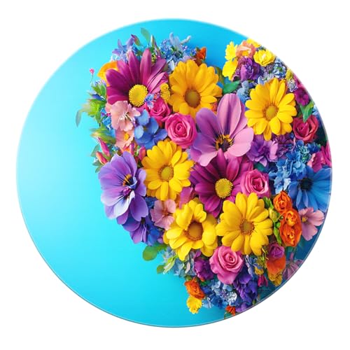SHUODAOCO Bunte Blumenstrauß Runde Teppiche 100cm - Blumen Faltbarer Rutschfester dünner weicher Kreis Teppich für Schlafzimmer Wohnzimmer Kinderzimmer Spielzimmer von SHUODAOCO