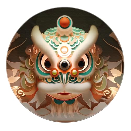 SHUODAOCO Chinesischer Löwentanz Runder Teppich 180cm - Traditionelle waschbare rutschfeste weiche Kreisteppiche für Wohnzimmer Schlafzimmer Küche Waschküche Kinderzimmer SHUODAOCO Chinesischer Löwentanz Runder Teppich 180cm - Traditionelle waschbare rutschfeste weiche Kreisteppiche für Wohnzimmer Schlafzimmer Küche Waschküche Kinderzimmer von SHUODAOCO