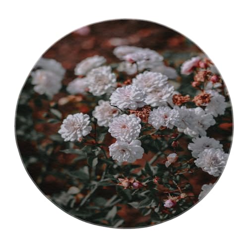 SHUODAOCO Elegante weiche rutschfeste runde Teppiche 200cm - waschbarer weißer Blumenmuster-Schlafzimmerteppich für den Ankleidebereich Waschtisch Ecke Nachttisch SHUODAOCO Elegante weiche rutschfeste runde Teppiche 200cm - waschbarer weißer Blumenmuster-Schlafzimmerteppich für den Ankleidebereich Waschtisch Ecke Nachttisch von SHUODAOCO