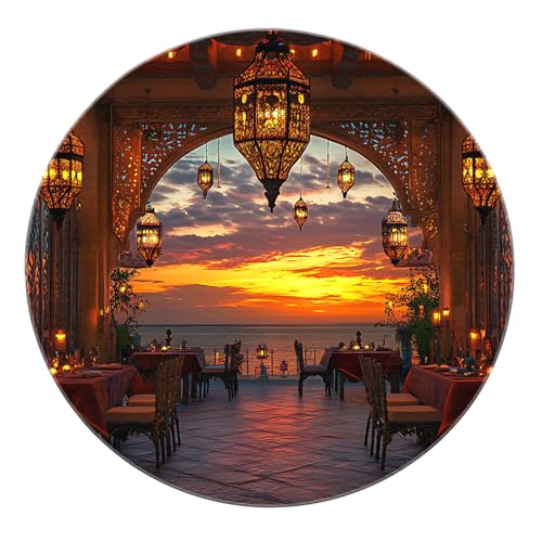 SHUODAOCO Essbereich im Freien Laterne Runde Fläche Teppiche 180cm -Boho Sonnenuntergang Meerblick Kreis Weich Waschbar Weiche Matte für Balkon Esszimmer Cafe Bar Terrasse SHUODAOCO Essbereich im Freien Laterne Runde Fläche Teppiche 180cm -Boho Sonnenuntergang Meerblick Kreis Weich Waschbar Weiche Matte für Balkon Esszimmer Cafe Bar Terrasse von SHUODAOCO