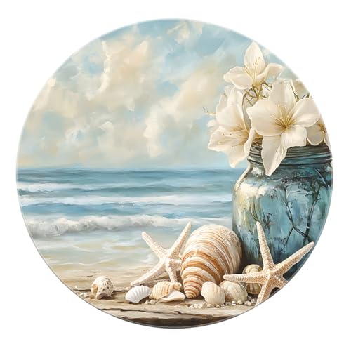 SHUODAOCO Floral Shell Seestern Runde Teppiche 100cm - Küstenstil Blaue Vase Kreis Teppich Weicher Faltbarer niedriger Flor für Schlafzimmer Wohnzimmer Wohnkultur SHUODAOCO Floral Shell Seestern Runde Teppiche 100cm - Küstenstil Blaue Vase Kreis Teppich Weicher Faltbarer niedriger Flor für Schlafzimmer Wohnzimmer Wohnkultur von SHUODAOCO