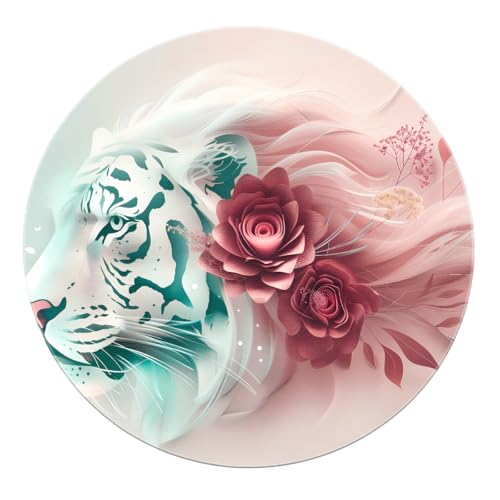 SHUODAOCO Floral White Tiger Runde Teppiche 90cm - Eleganter Kunststil Waschbare rutschfeste weiche Türmatte für Wohnzimmer Esszimmer Foyer Klassenzimmer Hotel SHUODAOCO Floral White Tiger Runde Teppiche 90cm - Eleganter Kunststil Waschbare rutschfeste weiche Türmatte für Wohnzimmer Esszimmer Foyer Klassenzimmer Hotel von SHUODAOCO