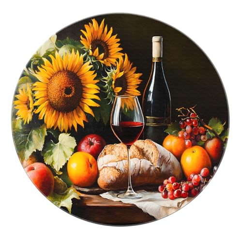 SHUODAOCO Gelbe Sonnenblume Runde Bereich Teppiche 90cm - Gourmet Food Waschbarer Kreis Teppich rutschfest weich für Eingangsbereich Wohnzimmer Esszimmer Foyer SHUODAOCO Gelbe Sonnenblume Runde Bereich Teppiche 90cm - Gourmet Food Waschbarer Kreis Teppich rutschfest weich für Eingangsbereich Wohnzimmer Esszimmer Foyer von SHUODAOCO