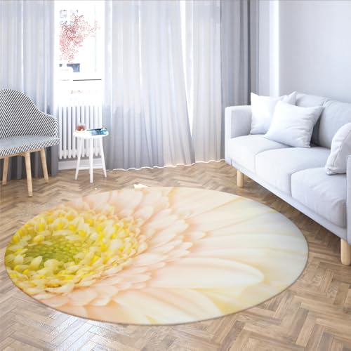SHUODAOCO Gemütliches Design Soft Living Room Circular Teppiche 120cm - Eleganter Pfirsich-Gerbera-Print Runder Teppich rutschfest für Spielzimmer Arbeitszimmer Wintergarten SHUODAOCO Gemütliches Design Soft Living Room Circular Teppiche 120cm - Eleganter Pfirsich-Gerbera-Print Runder Teppich rutschfest für Spielzimmer Arbeitszimmer Wintergarten von SHUODAOCO