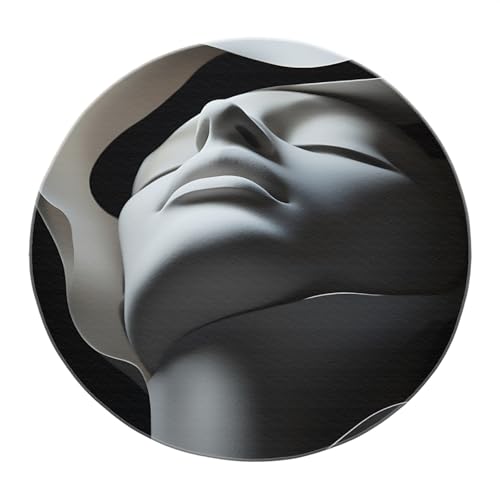 SHUODAOCO Grau Weiß Abstraktes Gesicht Runder Teppich 200cm - Moderner Rutschfester waschbarer weicher Kreisteppich für Büro Studio Wohnzimmer Esszimmer Schlafzimmer SHUODAOCO Grau Weiß Abstraktes Gesicht Runder Teppich 200cm - Moderner Rutschfester waschbarer weicher Kreisteppich für Büro Studio Wohnzimmer Esszimmer Schlafzimmer von SHUODAOCO