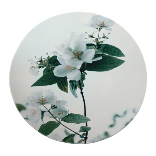 SHUODAOCO Green Plants Style Runder Teppich 160cm - Waschbar Weich rutschfest Weiß Blumen Mädchen Schlafzimmer Küche Runde Teppiche Für Kinderzimmer Nachttisch SHUODAOCO Green Plants Style Runder Teppich 160cm - Waschbar Weich rutschfest Weiß Blumen Mädchen Schlafzimmer Küche Runde Teppiche Für Kinderzimmer Nachttisch von SHUODAOCO